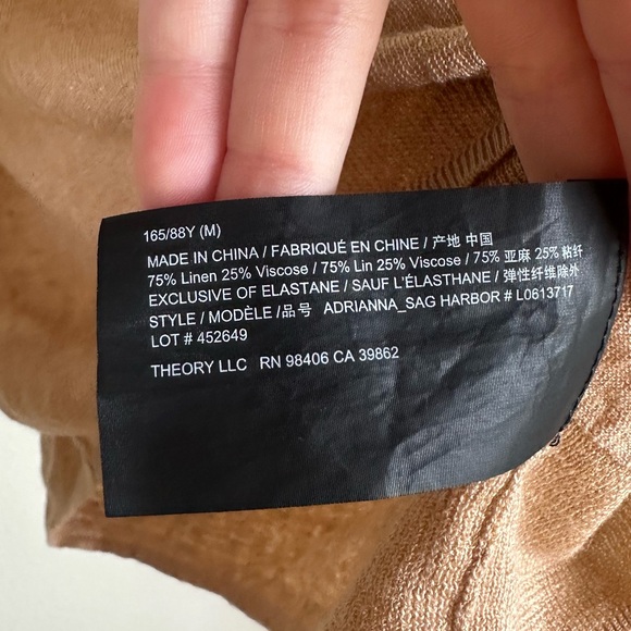 Theory Adrianna Linen Blend V-neck Fine Knit Sweater - Picture 9 of 15